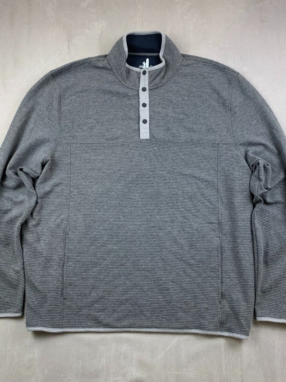 Johnnie-O Mens Stamford Sweater XL Gray 1/4 Snap Pullover Long Sleeve Stretch